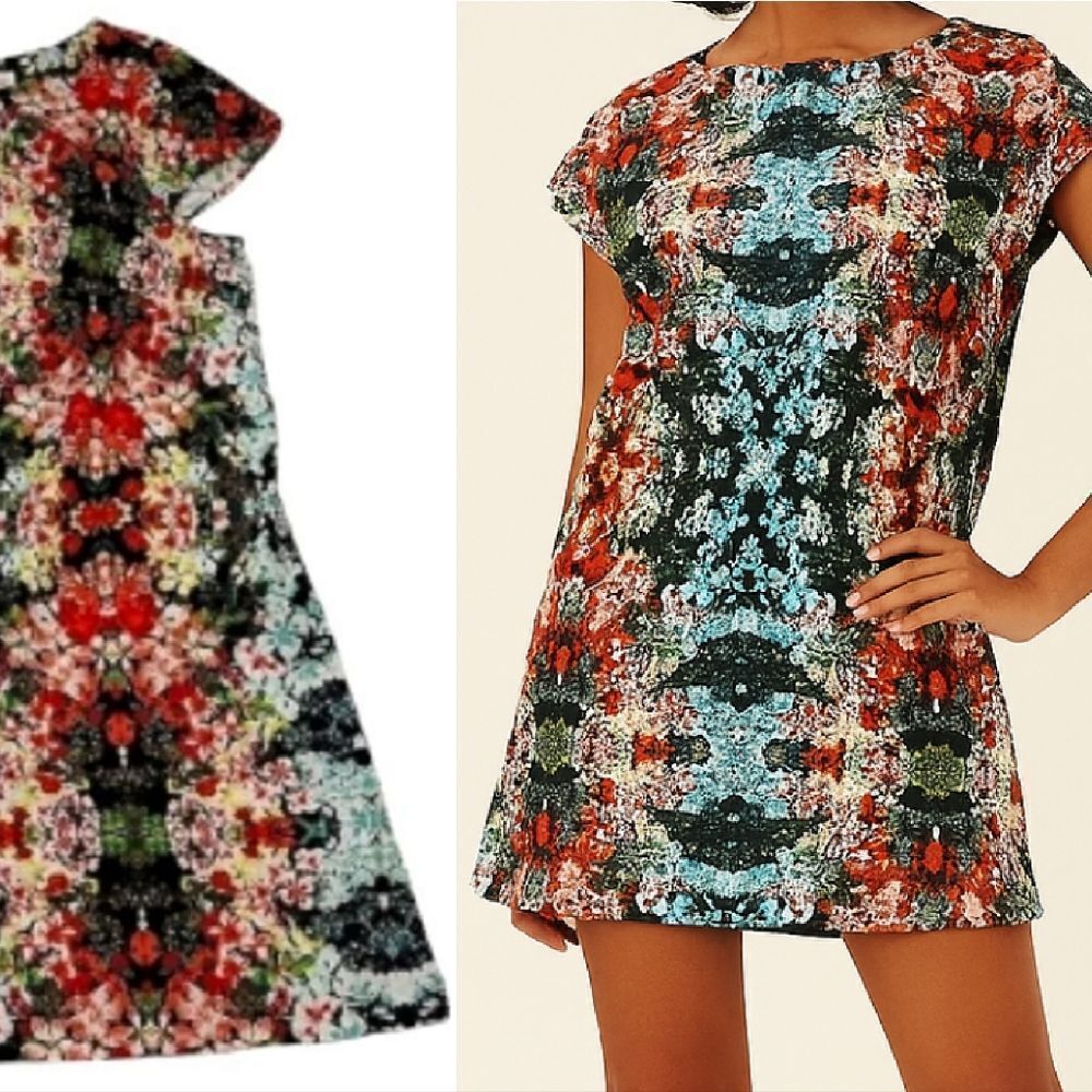 $9💥 VTG 90s Psychedelic Cap Sleeve Mini Mod Shift Dress Plus 24W *Fits 2X